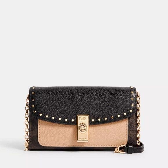 Coach Lane Crossbody in Signature Canvas with Rivets - Picture 1 of 10